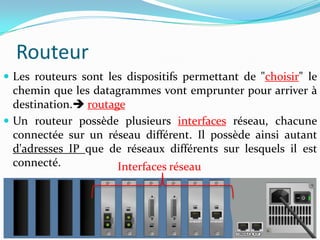 RouteurLa table de routage:est une table de correspondance entre l'adresse de la machine visée et le nœud suivant auquel le routeur doit délivrer le message. 15