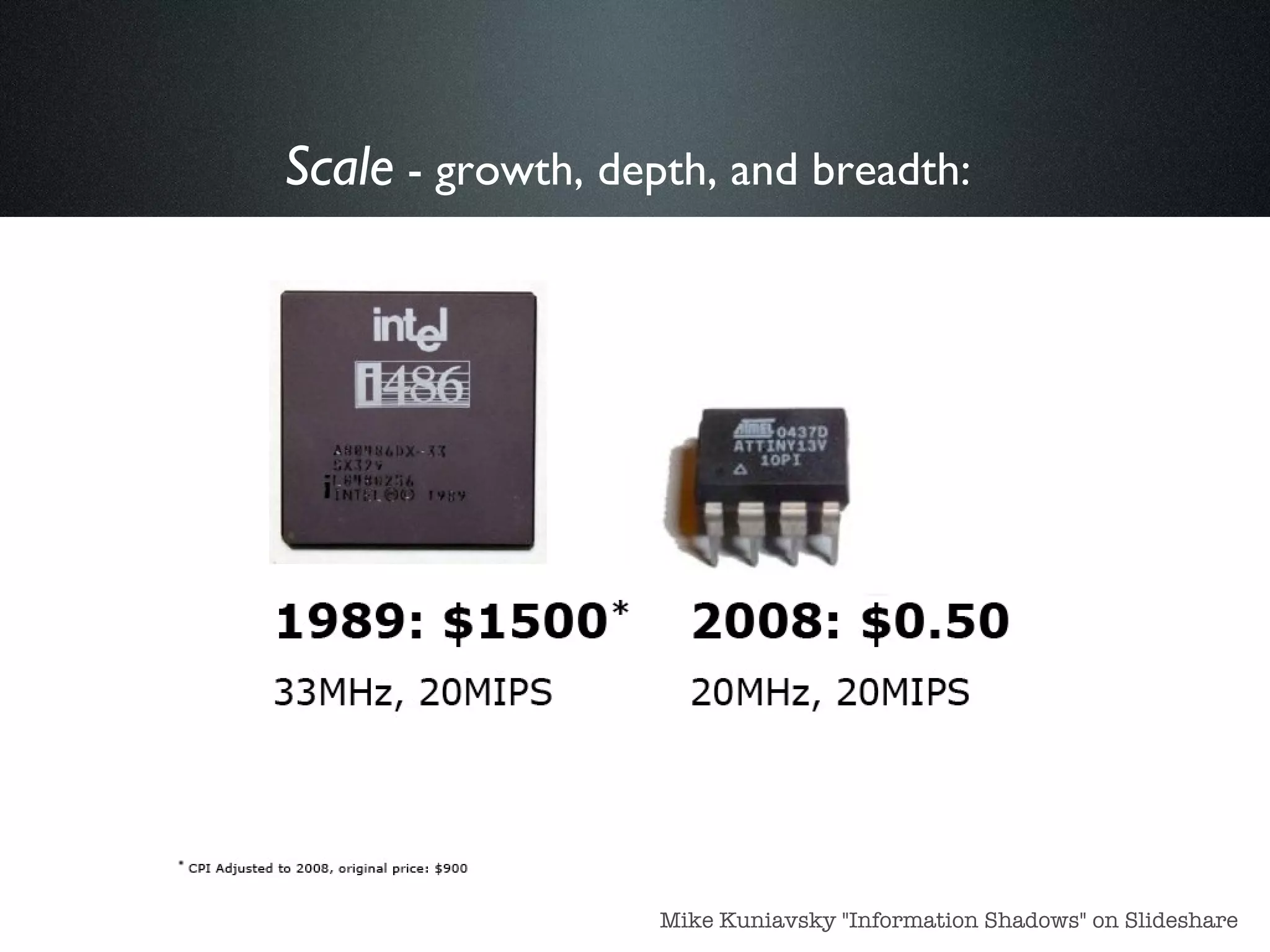 Scale  - growth, depth, and breadth:   Mike Kuniavsky &quot;Information Shadows&quot; on Slideshare 