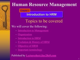 Introduction to Human Resource Management Chapter 1 | PPT