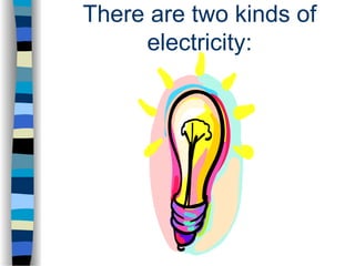 There are two kinds of
electricity:
 