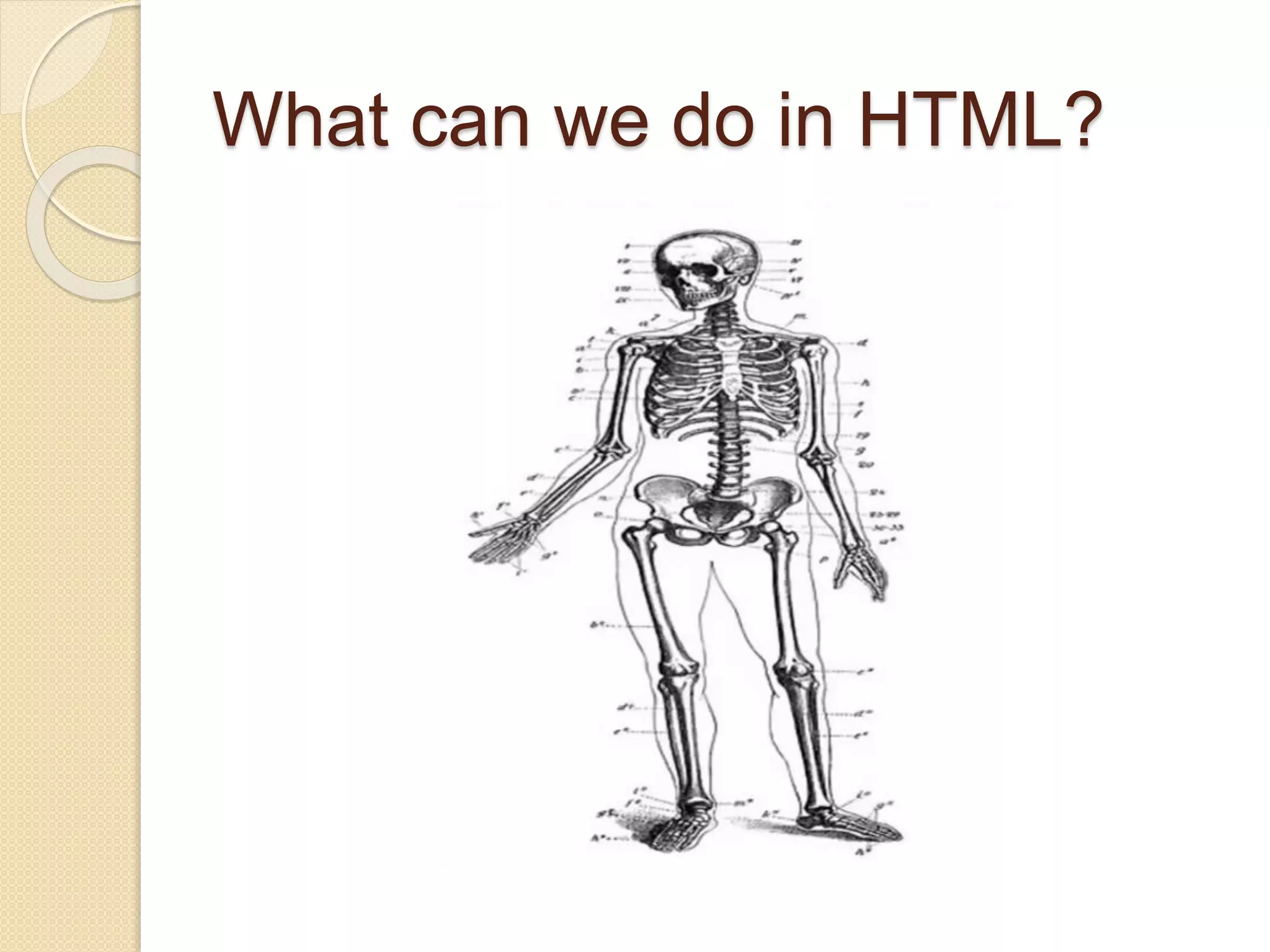 What can we do in HTML?
 