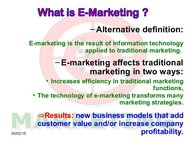What is the definition of e market?
