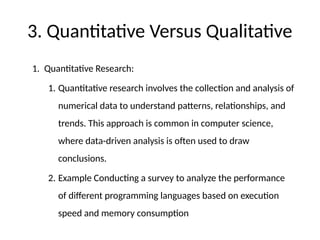 Quantitative In Computer Science Introduction to research methods in computing | PPTX