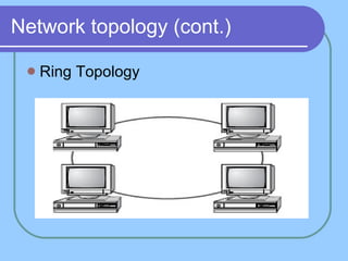 Network topology (cont.) Ring Topology 