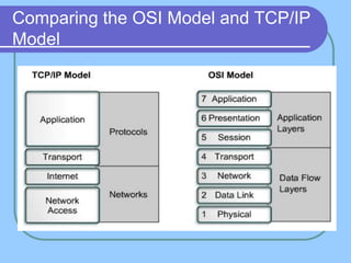 Comparing the OSI Model and TCP/IP
Model
 