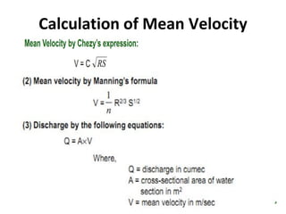 Calculation of Mean Velocity
 