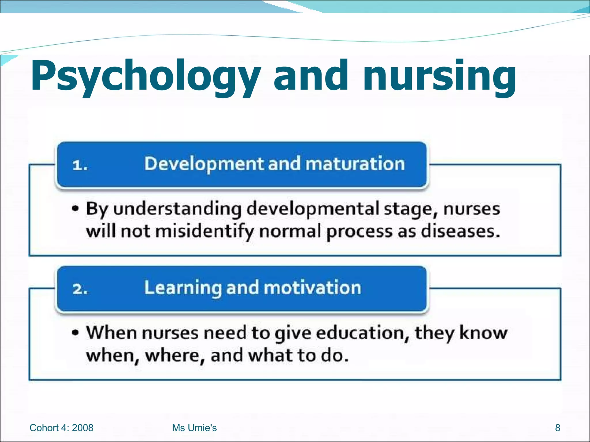 Psychology and nursing Cohort 4: 2008 Ms Umie's 