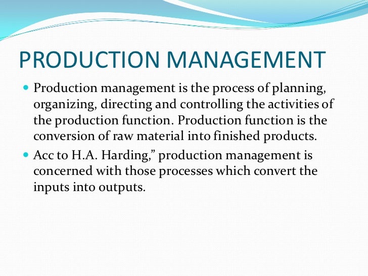 1 introduction of production and operations management production management