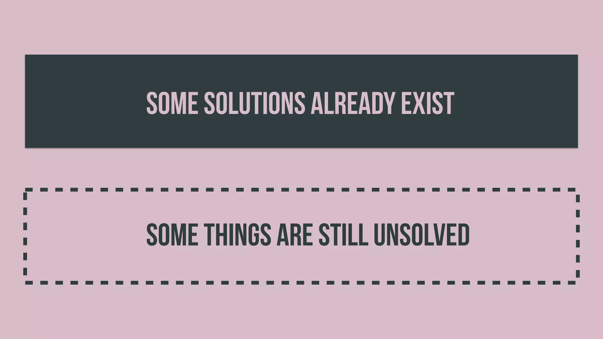 some solutions already exist
some things are still unsolved
 