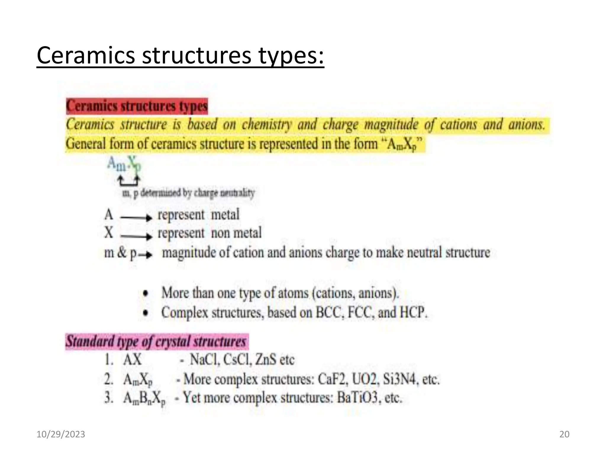 Ceramics structures types:
10/29/2023 20
 