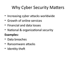 Introduction to Cyber Security by arslan ahmad | PPTX