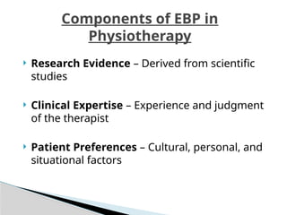 DPT - EBP (introduction to Evidence-Based Physiotherapy Practice and ...