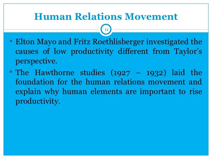 introduction of human relations movement For their subordinates, managers prefer a human relations approach, aimed at improving morale and reducing resistance to formal authority for themselves. introduction of human relations movement For their subordinates, managers prefer a human relations approach, aimed at improving morale and reducing resistance to formal authority for themselves.