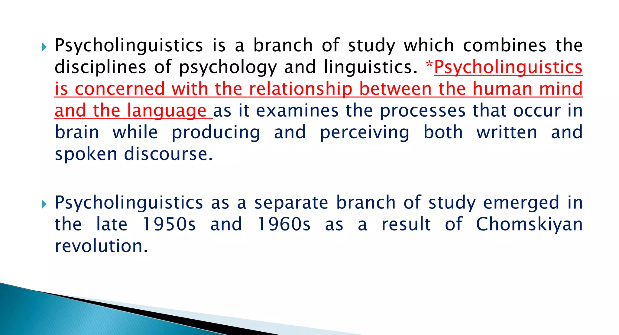 Introduction to Psycholinguistics | PPTX