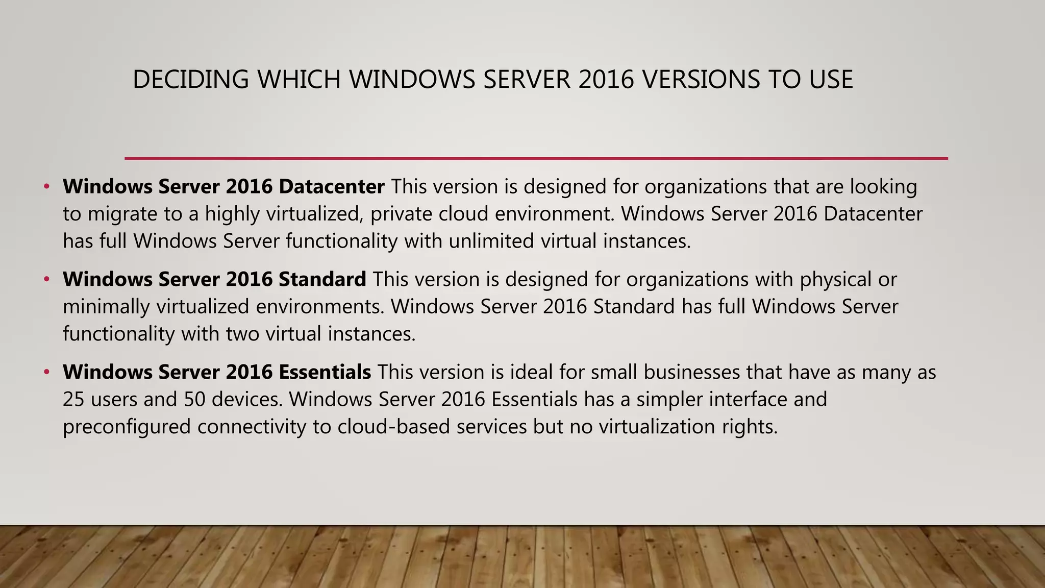 1 introduction to windows server 2016 | PPTX