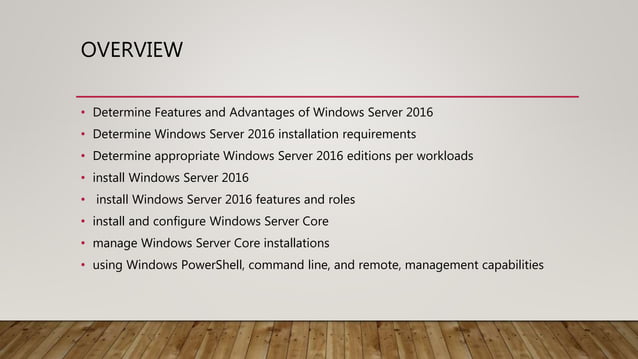 1 introduction to windows server 2016 | PPTX