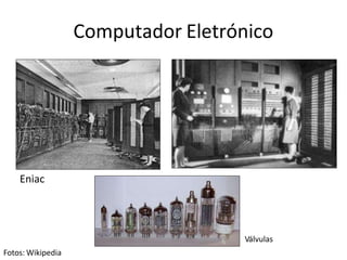 Computador Eletrónico
Fotos: Wikipedia
Eniac
Válvulas
 