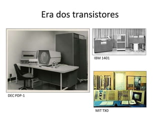 Era dos transistores
DEC PDP-1
IBM 1401
MIT TX0
 