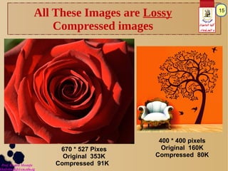 Prof. Khaled Mostafa
khaledms@fci-cu.edu.eg
‫الحاسبات‬ ‫كلية‬
‫المعـلومات‬ ‫و‬
15
All These Images are Lossy
Compressed im...