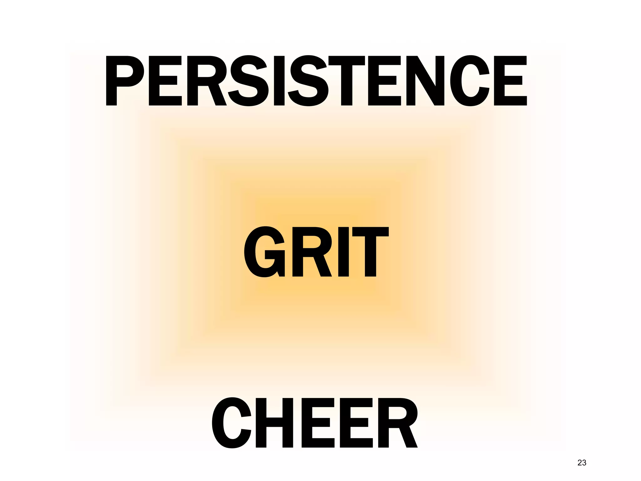 PERSISTENCE
GRIT
CHEER 23
 