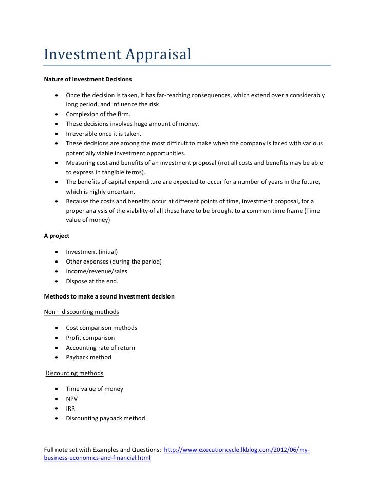 1 Investment Appraisal
