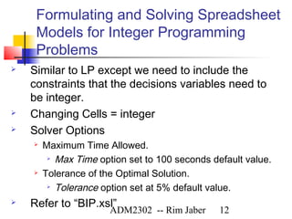 beyond linear programming: mathematical programming extensions | PPT