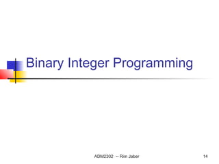 beyond linear programming: mathematical programming extensions | PPT