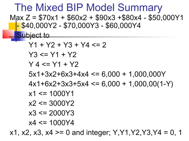 beyond linear programming: mathematical programming extensions | PPT