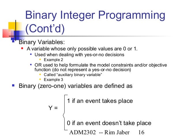 beyond linear programming: mathematical programming extensions
