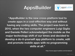 1. Italian Startups
Timbuktu
In 2011 they won “Mind The Bridge”, then took part in
“500startups” program, where they raised $515K and
won Best Design Award at LAUNCH Education.
31
!
http://timbuktu.me/blog/category/startup/
 