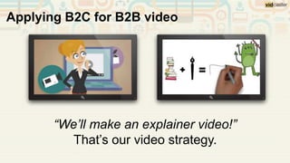 Applying B2C for B2B video
“We’ll make an explainer video!”
That’s our video strategy.
 