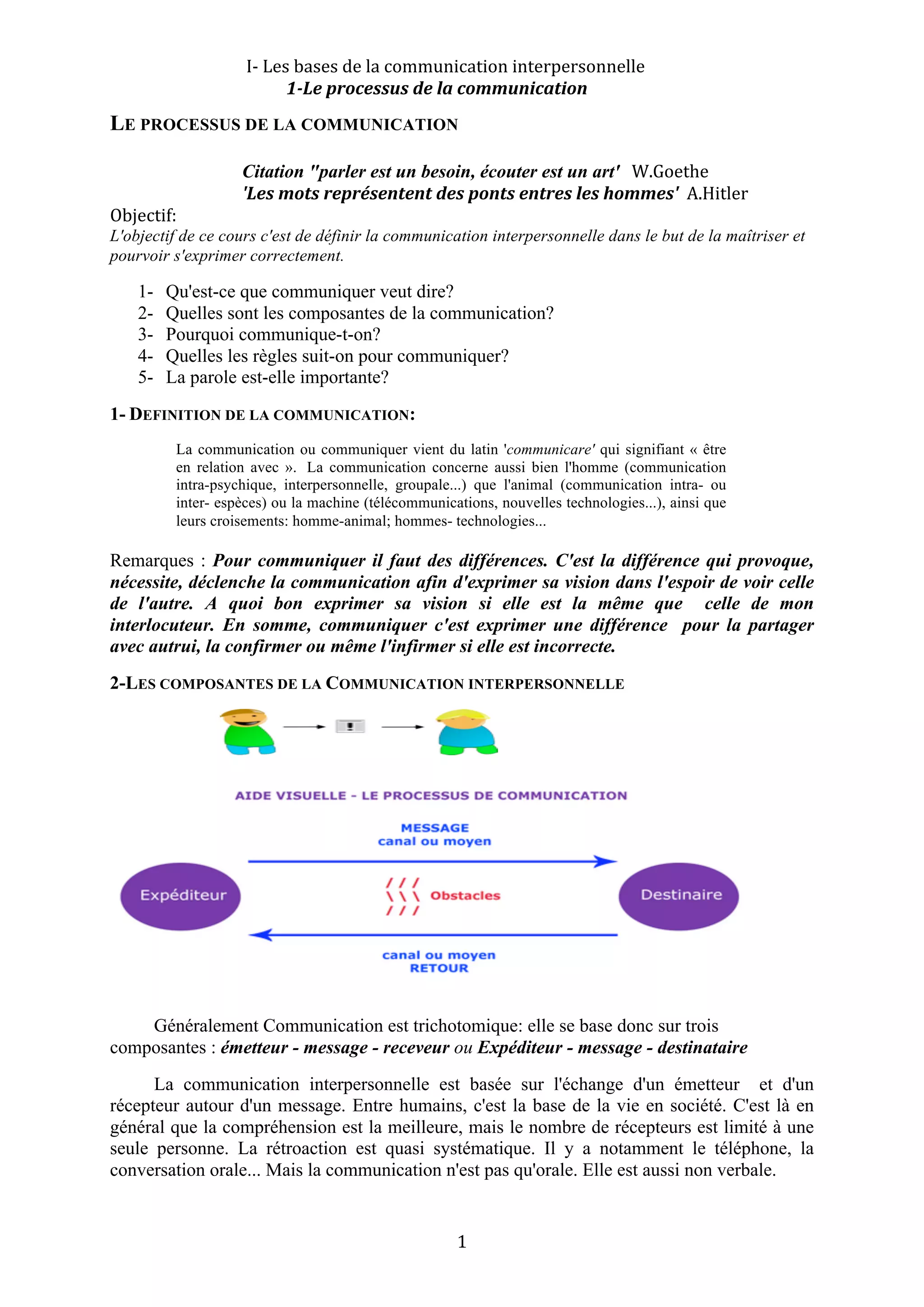 les bases de la communication interpersonnelle PDF