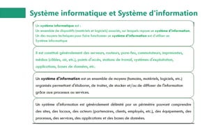 Système informatique et Système d'information
 