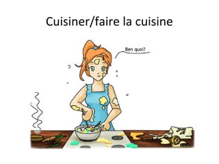 Cuisiner/faire la cuisine
 