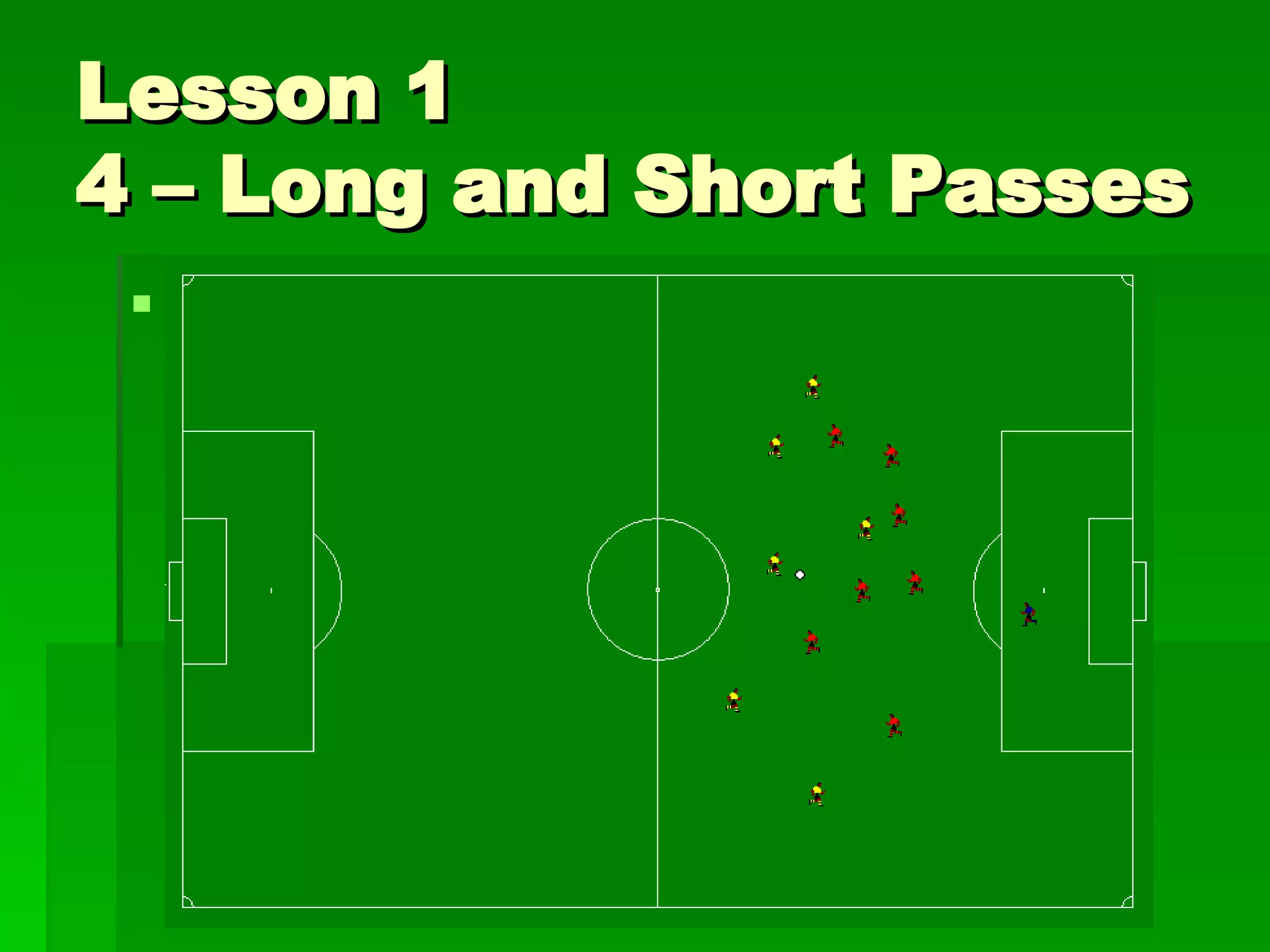 Lesson 1 4 – Long and Short Passes B) Passes Training in Game Situations Small games More defenders and less attackers? 
