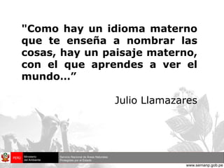 "Como hay un idioma materno que te enseña a nombrar las cosas, hay un paisaje materno, con el que aprendes a ver el mundo…” Julio Llamazares 