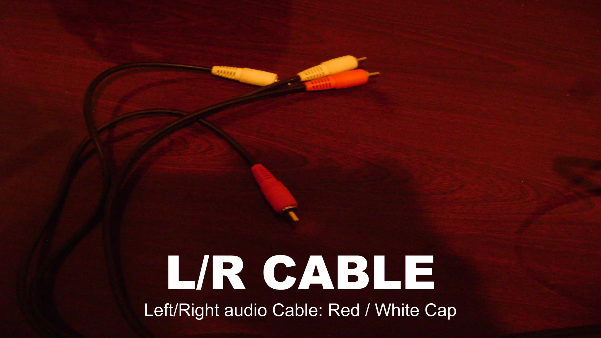 L/R CABLE
Left/Right audio Cable: Red / White Cap
 