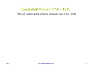 Kondratieff Waves 1750 - 1910
         Warren & Pearson & CRB combined Commodity index (1750 – 1910)




Feb-11                        www.longvieweconomics.com                  5
 