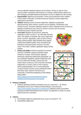 Englantia 1. luokkalaisille - Opettajanopas