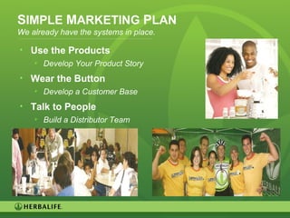 29
SIMPLE MARKETING PLAN
We already have the systems in place.
• Use the Products
 Develop Your Product Story
• Wear the Button
 Develop a Customer Base
• Talk to People
 Build a Distributor Team
 