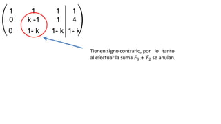 0 k -1 1 4
1 1 1 1
0 1- k 1- k 1- k
Tienen signo contrario, por lo tanto
al efectuar la suma 𝐹3 + 𝐹2 se anulan.
 