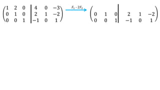 1 2 0
0 1 0
0 0 1
4 0 −3
2 1 −2
−1 0 1
𝐹1 - 2𝐹2
0 1 0
0 0 1
2 1 −2
−1 0 1
 