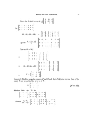 Matrices and Their Applications 21
 