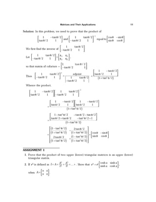Matrices and Their Applications 11
 