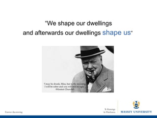 “ We shape our dwellings and afterwards our dwellings  shape us ”  