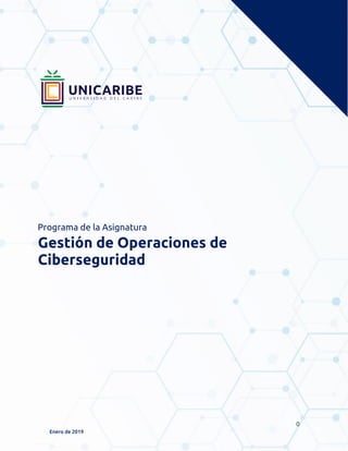 0
Gestión de Operaciones de
Ciberseguridad
Enero de 2019
Programa de la Asignatura
 