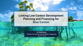 Linking Low Carbon Development
Planning and Financing for
Blue Carbon
Dr. Medrilzam
Director for Environmental Affairs, Bappenas
July 17th, 2018
 