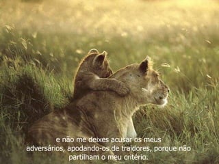 e não me deixes acusar os meus
adversários, apodando-os de traidores, porque não
             partilham o meu critério.
 