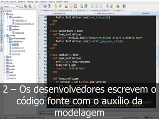 2 – Os desenvolvedores escrevem o
   código fonte com o auxílio da
            modelagem
 