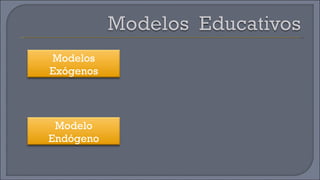 Modelos Exógenos Modelo Endógeno 